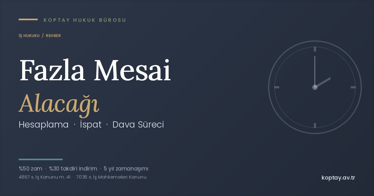 Fazla Mesai Alacağı 2026: Hesaplama, İspat ve Dava Süreci - Koptay Hukuk